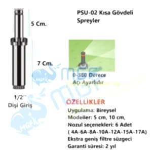 Hunter Psu-02 Kısa Sprey Gövde Dahil (7cm) 4-A / 6-A / 8-A /10-A /12-A / 15A / 17A Sprey Fiskiyeler