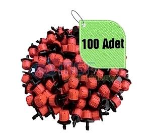 100 Adet | Kırmızı Debi Ayarlı Hat Üstü Damlatıcı| 0-70 Lt/Saat Damla Sulama