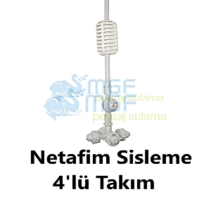 Netafim CoolNet 4'lü 360° Sisleme Nozulu Seti | 30cm Boru + Ağırlık + Çekvalfli Su Püskürtme