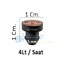 100 Adet 4 Lt/Saat Siyah Katif Damlatıcı | Basınç Ayarlı Hat Üstü Damla Sulama Damlatıcısı