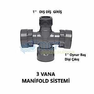 1'' Manifold Kruva Istavroz 3 Çıkış Dağıtıcı (Hunter&Rainbird Solenoid Vana Çoklu Bağlantı)