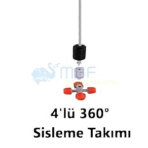 4'lü Plastik Sisleme Nozul Seti | Su Püskürtme Başlığı + 30cm Boru + Çekvalf