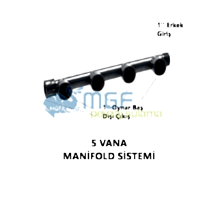 1'' Manifold Kollektör 5 Çıkış Dağıtıcı (Hunter&Rainbird Solenoid Vana Çoklu Bağlantı)