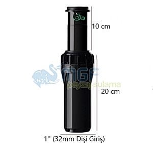 Hunter I-25 1" Giriş Paslanmaz Çelik Yükseltici, Çekvalfli Rotor Sprinkler Pop-Up Ayarlanabilir Açı (Menzil: 12Mt -22Mt)