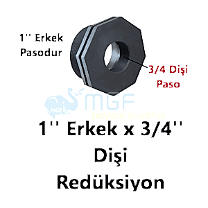 1''PE Redüksiyon 1''(Erkek) x 3/4''(Dişi) Dişi Manşon